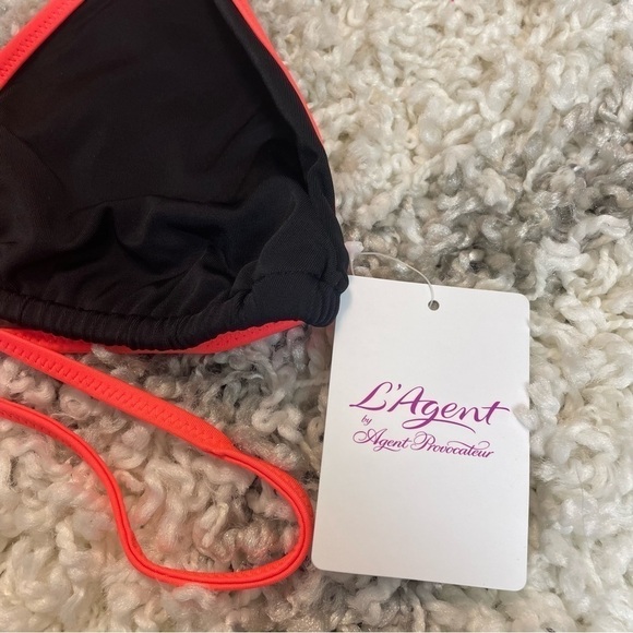 L'Agent Agent Provocateur Set Cari two-tone triangle bikini black/neon - Picture 6 of 12
